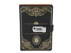 Cuaderno A5 con candado negro dorado retro, 300 páginas, papel liso y texturizado, para escuela, oficina y viajes.