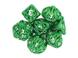 Ats-set De 7 Dados Metálicos Huecos Poliédricos Para Juegos De Mesa Y Rol, Color Verde, Ideal Para Fiestas Y Adultos