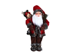 Figura Decorativa De Papá Noel Con Bastón, 30 Cm, Fabricada En Poliéster Y Plástico.