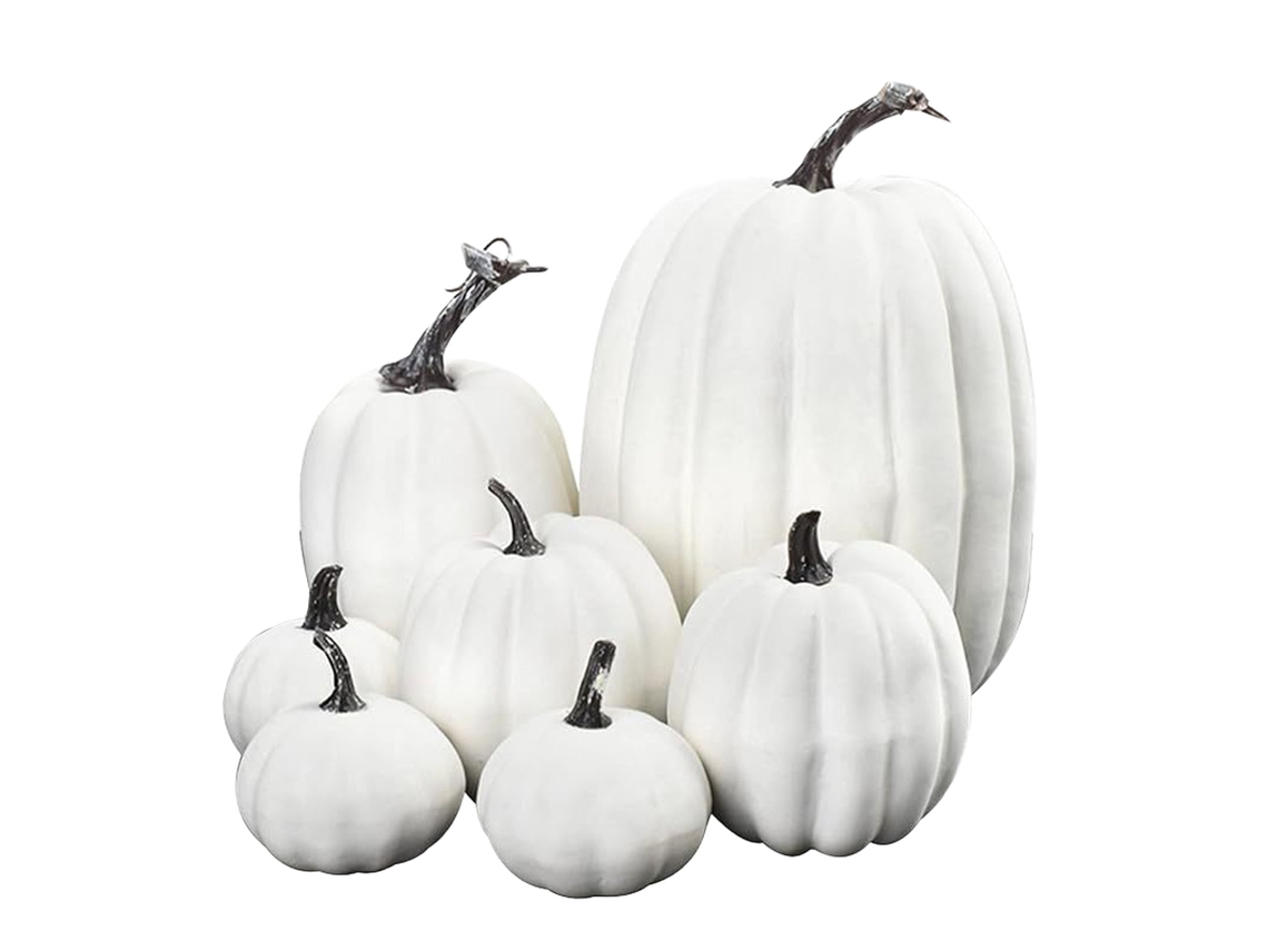 7 Piezas De Decoración De Calabaza Simulada De Espuma Brillante, Ligera Y Reutilizable