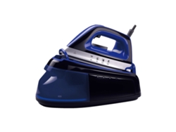 Plancha de vapor, suela cerámica ajustable, diseño ergonómico, azul.