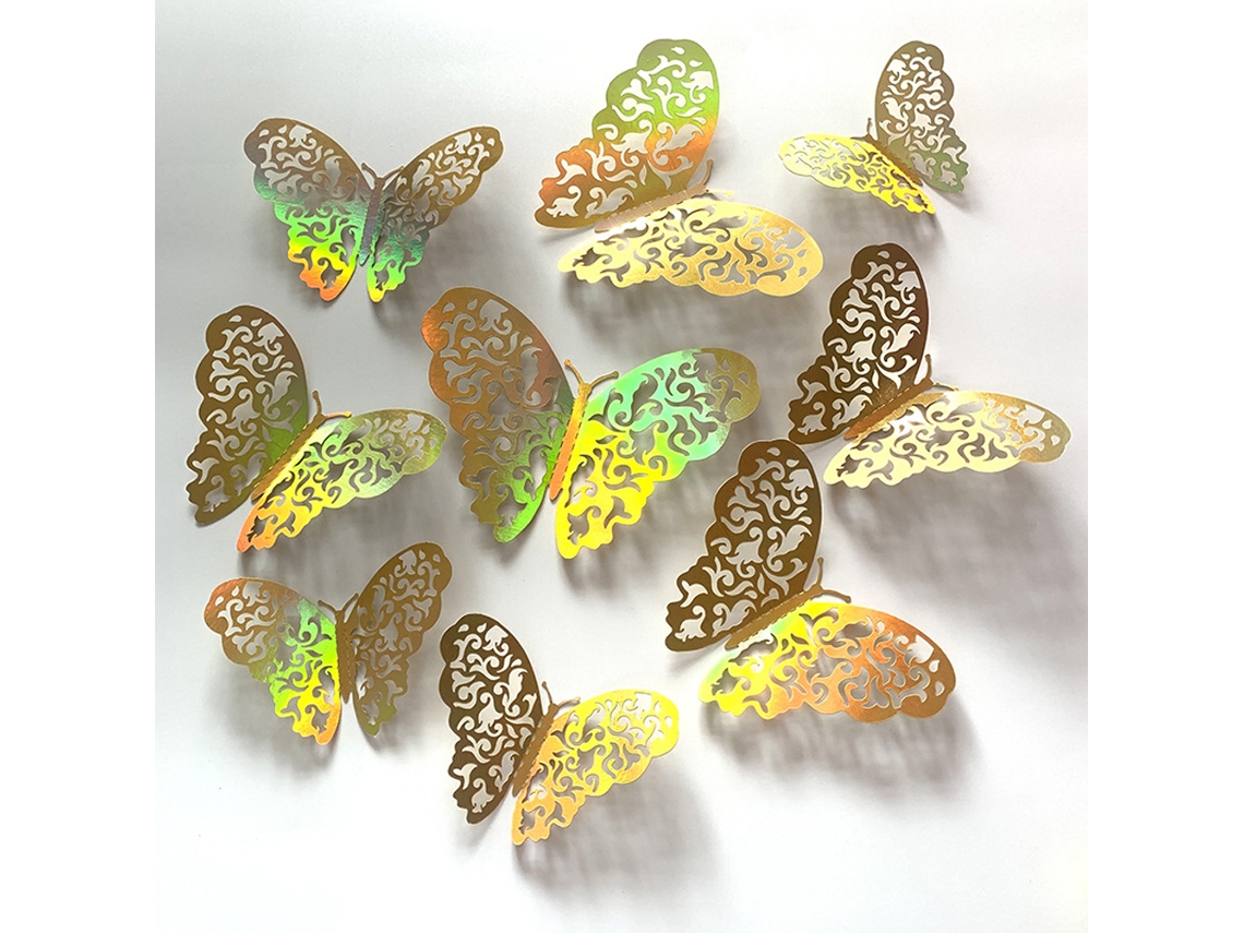 Juego De 12 Pegatinas De Pared 3d Con Forma De Mariposa Hueca Para Decoración Diy De Dormitorio Y Sala De Estar.