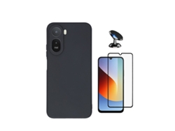 Kit Vidro Temperado Capa Silicone Líquido Suporte Magnético Phonecare Para Xiaomi Redmi A7 Pro 4g - Preto