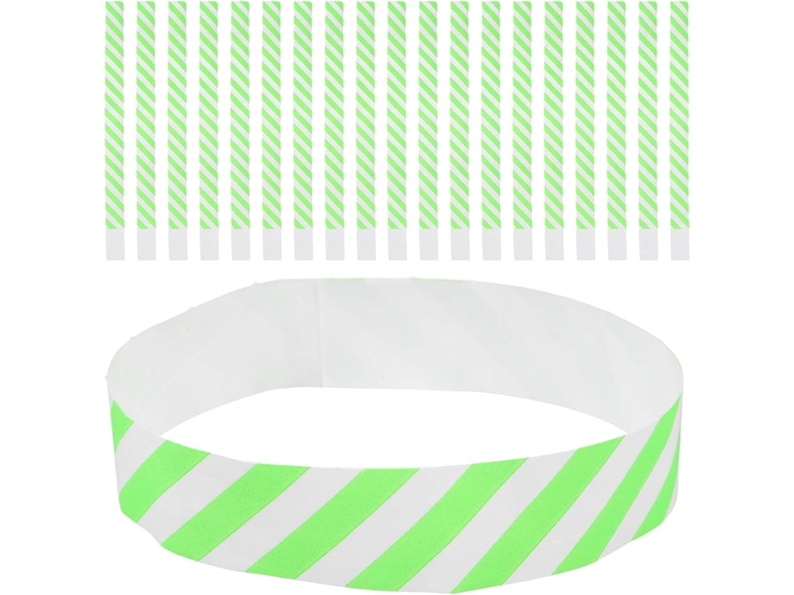 Pulseiras Descartáveis De Papel Listrado Verde, Pacote Com 100 Unidades, Decorativas E Delicadas Para