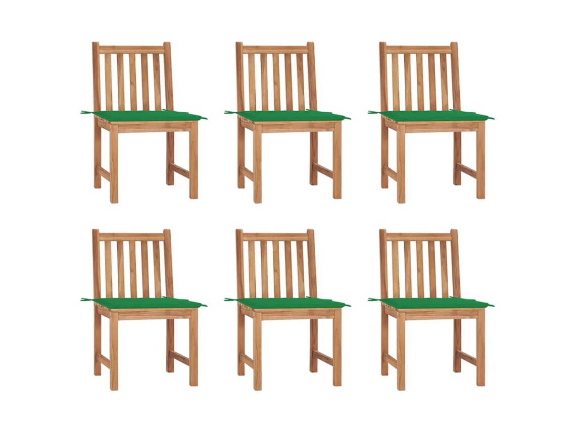 Sillas de jardín DKD Home Decor de 6 piezas con cojines, madera maciza de teca