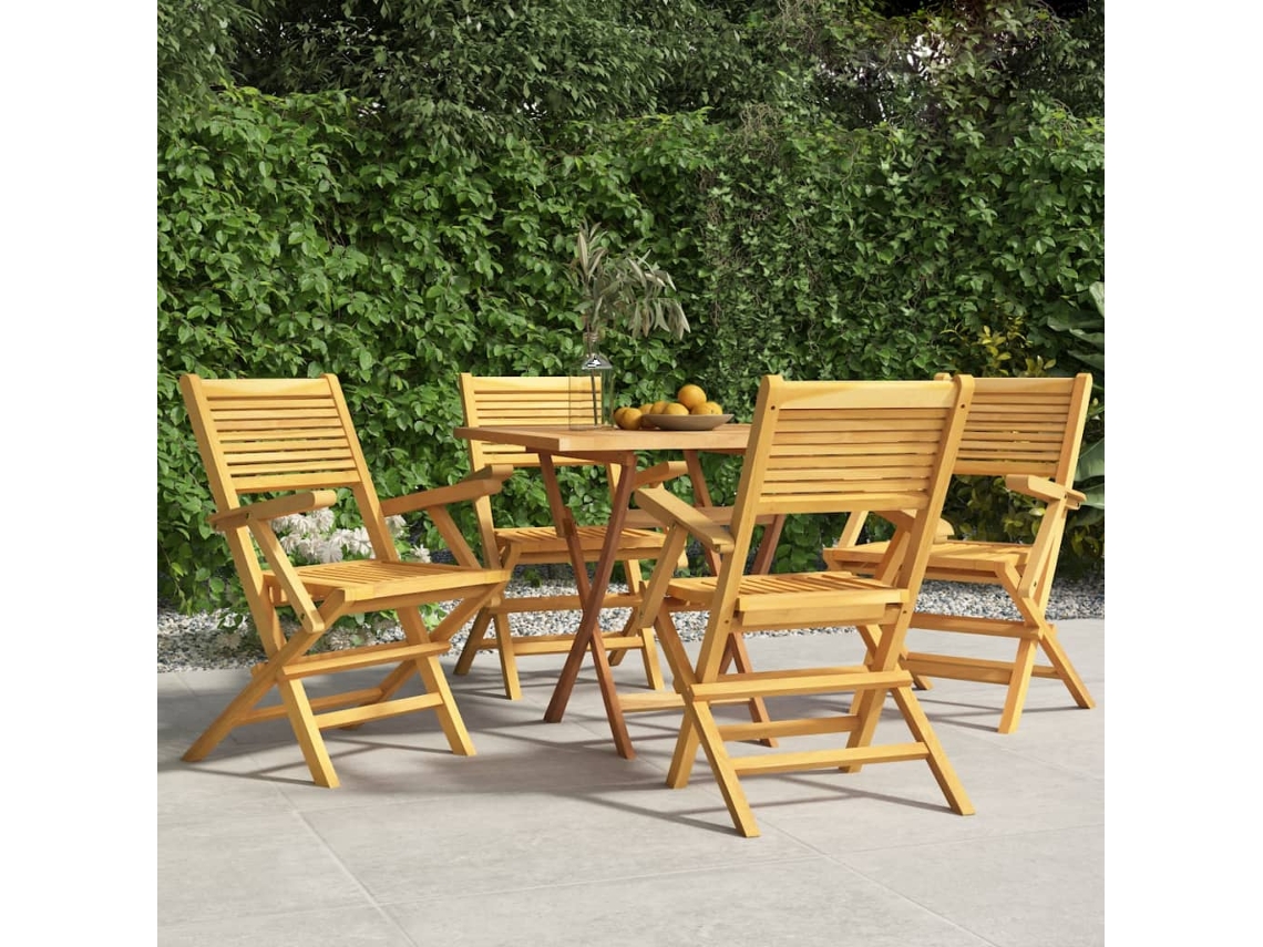 Pack 4 Uds Sillas De Jardín | Silla De Exterior | Sillon Jardín Plegables Madera Maciza Teca 55x62x90 Cm Wsd58149
