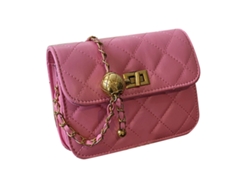 Bolso De Hombro Pequeño De Moda Para Mujer Con Correa De Cadena De Bolitas Doradas, Ligero, Rosa, Talla Única.