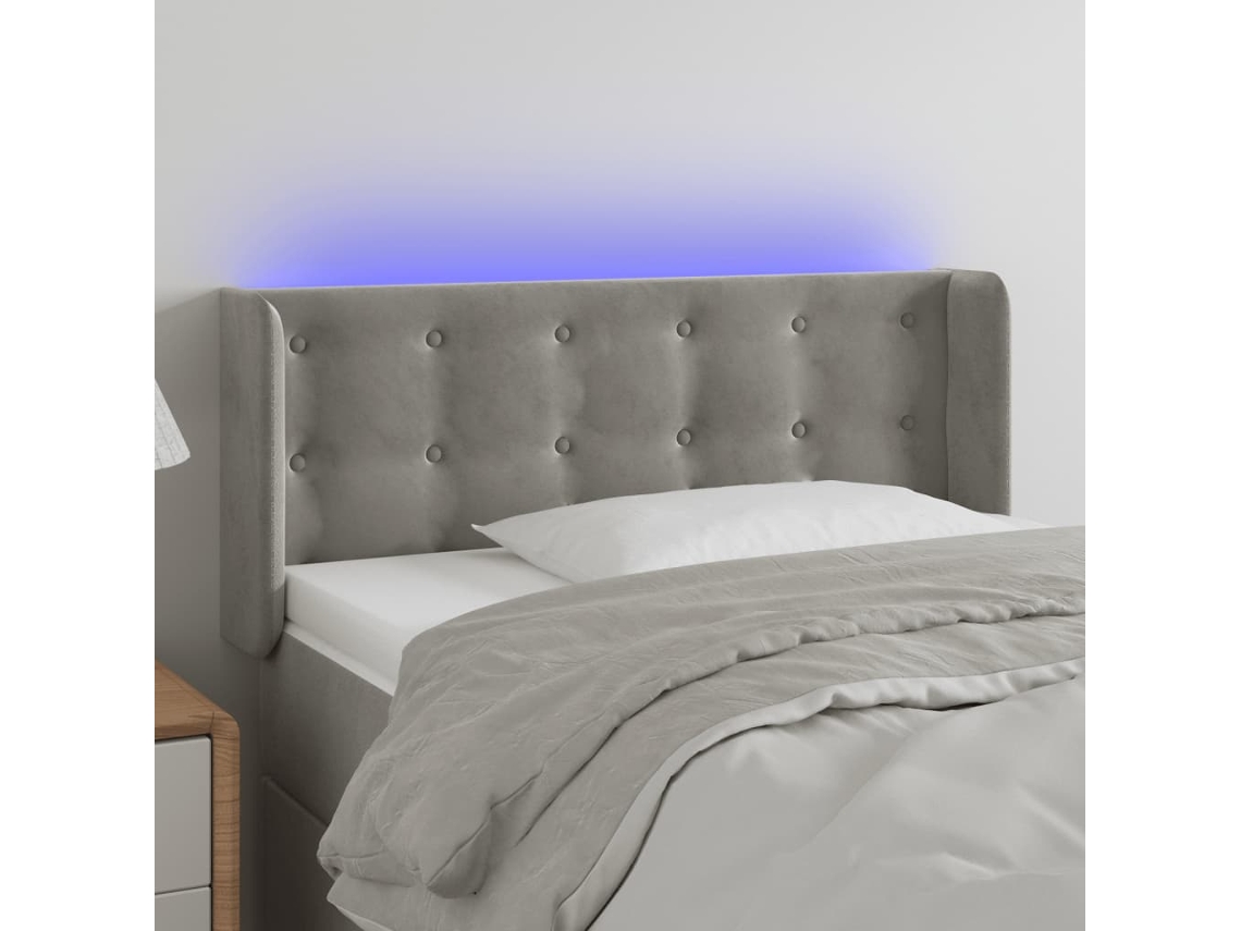 Cabecero Con Led De Terciopelo Gris Claro 93x16x78/88 Cm