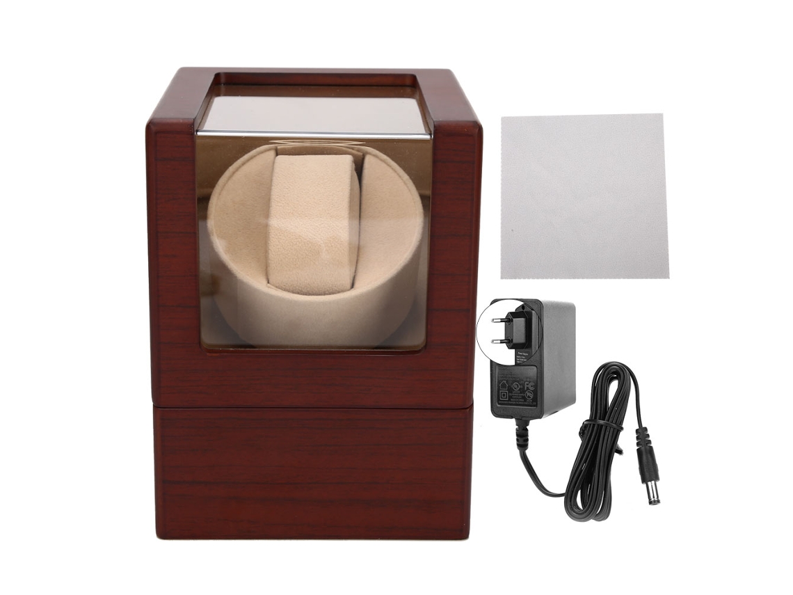 Caja De Cuerda Automática Para Reloj Con Motor Silencioso, Compartimento De Almacenamiento Y Vitrina, Fabricada En Madera Mdf.