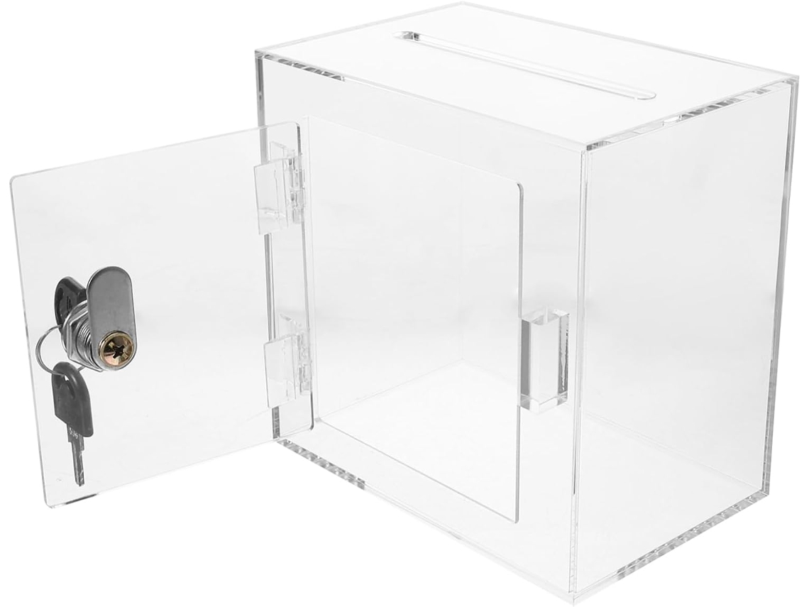 Buzón de donaciones transparente con cerradura, urna para votaciones y buzón de sugerencias. SFUSHOS