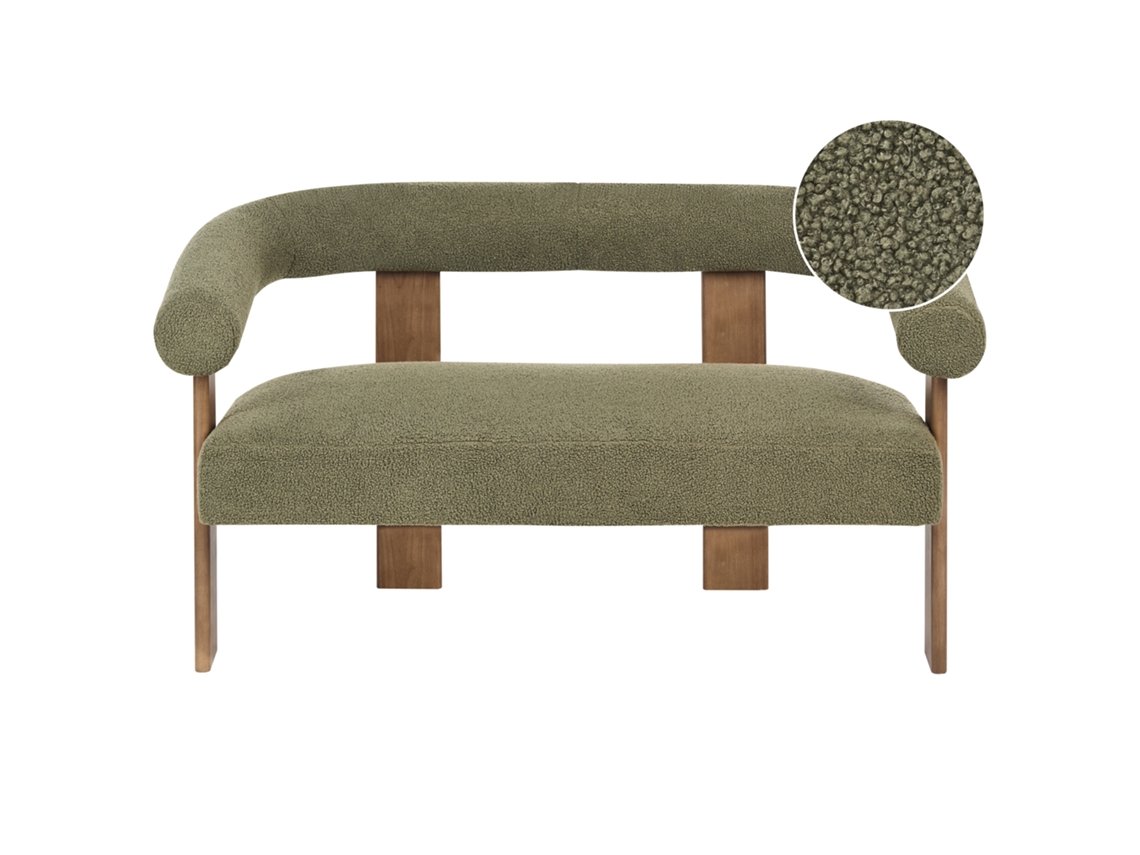 Sofá Beliani Ilbro de 2 Plazas Bouclé Verde 138x68x76
