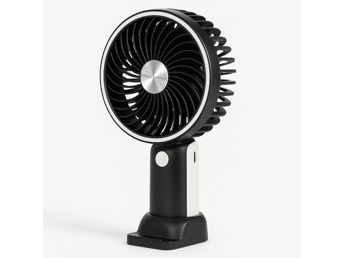 Ventilador portátil con base | Compacto, 2 velocidades, recargable, cable incluido Skyhe Hx10-1 Negro Blanco