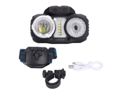 Linterna frontal LED portátil recargable e impermeable 2026 con indicador de batería para ciclismo y acampada.