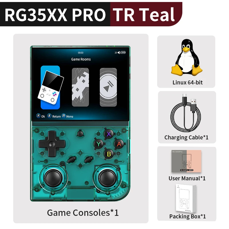 64 Gb (5000 Juegos) verde Azulado Transparente consola De Juegos Rg 35xx Pro Rg35xx Pro Gaming Player Compatible Con Rixelhk Wifi