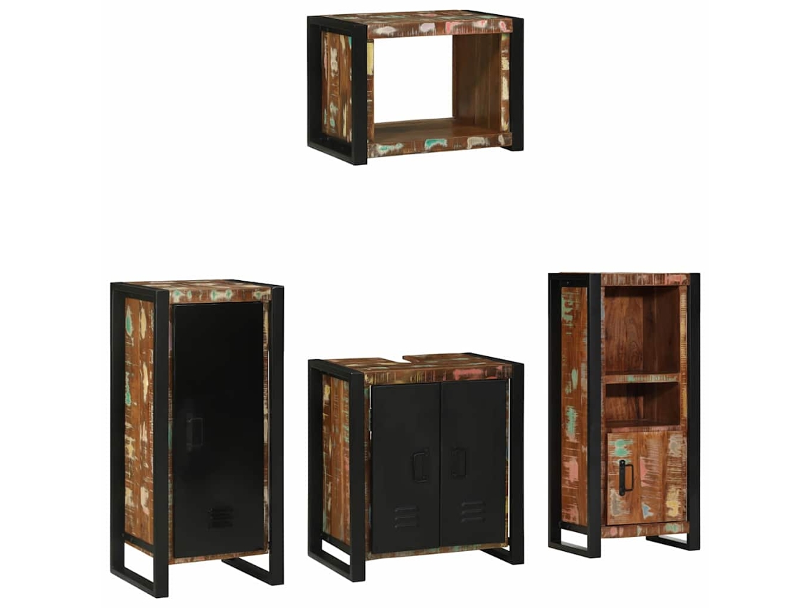 Maison Exclusive - Juego De Muebles De Baño 4 Pcs Madera Sólida Recuperada