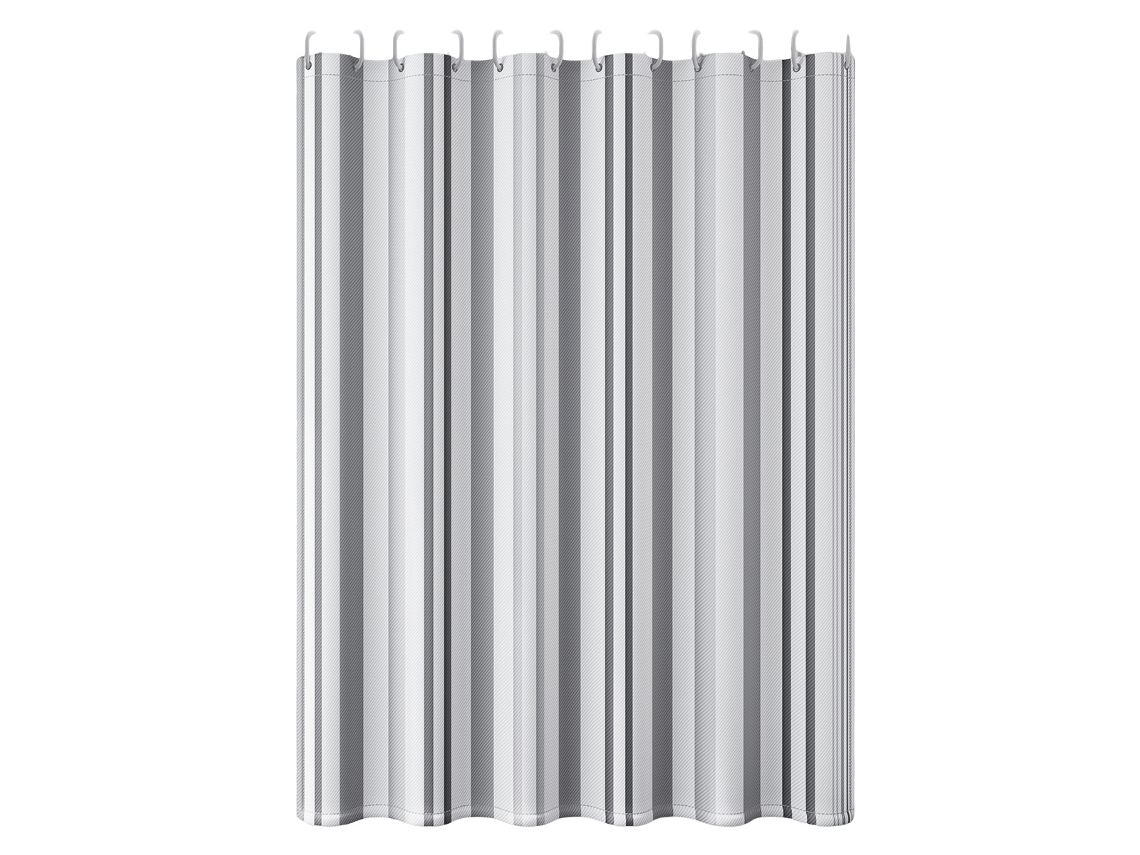 Juego de cortinas de ducha a rayas, lavables, con 12 ganchos, impermeables KOFIHETY