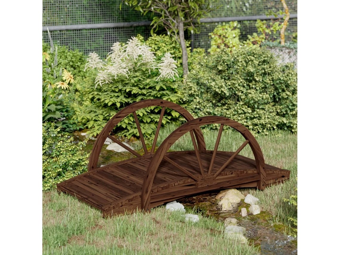 Puente de jardín con medio timón (99 x 50 x 38 cm), abeto macizo, DKD Home Decor