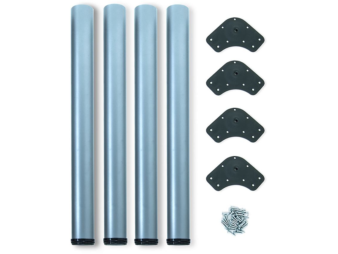 EMUCA Lote De 4 Patas De Mesa- Diámetro 60Mm- Al 710Mm- Acero- Aluminio Pintado