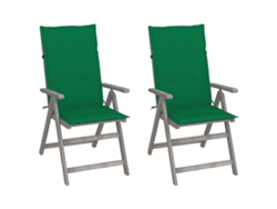 Sillas de jardín reclinables de 2 piezas con cojines DKD Home Decor, acacia maciza