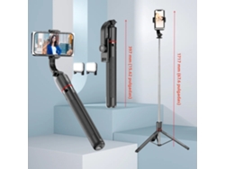 Trípode telescópico con control remoto inalámbrico, luz portátil y soporte para smartphone. Mdug