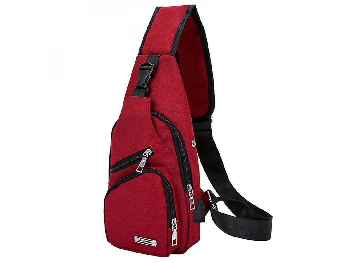 2026-mochila Bandolera Unisex Impermeable Con Puerto Usb Y Hoyo Para Auriculares Multipropósito Senderismo Diario Rojo