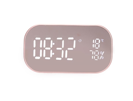Despertador de Mesa HURRISE Reloj Digital Multifuncional Fm con Altavoz para Soporte de Sonido Oro Rosa