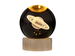 Lámpara de noche de cristal 3D con base de madera, conexión USB Plug and Play, ideal para regalar.