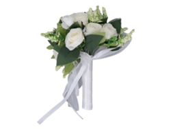 2026 Store-ramo De Bodas Simulación Rosa Artificial Con Hojas Verdes Lifelike Moderno Elegante Para Boda Iglesia Hogar Decoración Blanco Leche
