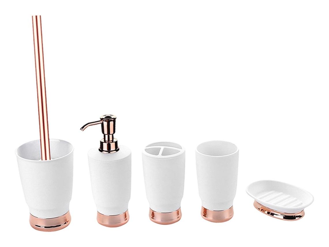Juego de accesorios de baño Slowmoose de 5 piezas en blanco