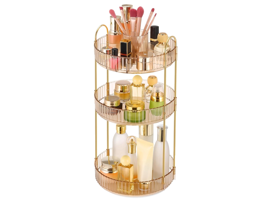 VVJIJILLY Organizador Rotativo 360°, 3 Níveis, Suporte Para Perfumes E Cosméticos, Arrumação Grande De Casa De Banho