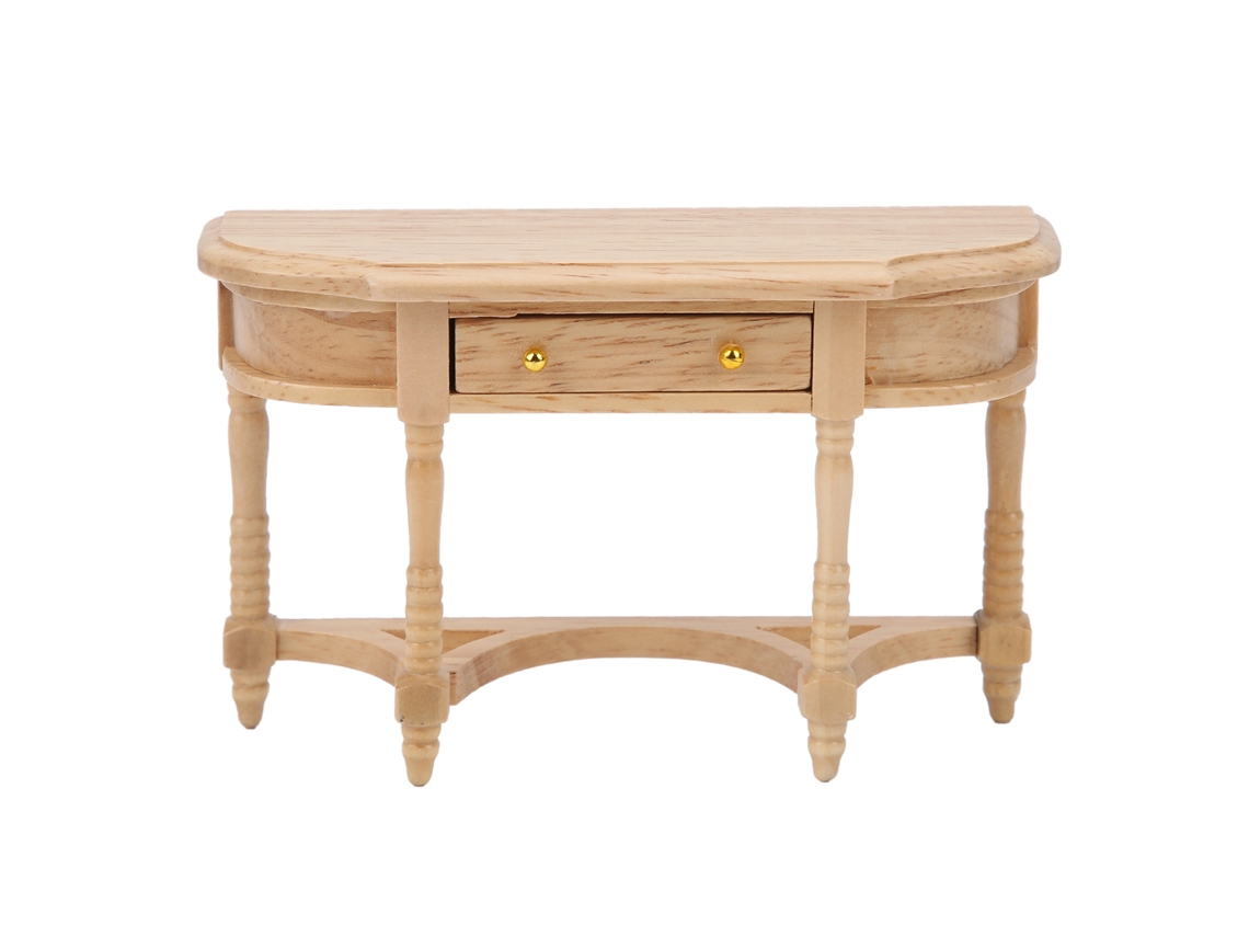 Dan26-muebles Para Casa De Muñecas: Escritorio De Madera Miniatura Mesa Media Luna Accesorios 1:12