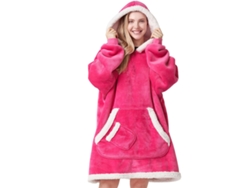 Manta Con Capucha, Chal De Franela Con Capucha, Manta Ponible, Bata De Baño Unisex (rojo Rosa) Cuich