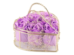 cestas de jabón románticas de hierro con forma de rosa dorada para regalo de San Valentín (morado)