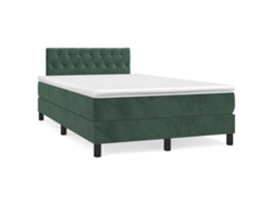 Cama Box Spring Con Colchón Terciopelo Verde Oscuro 120x190 Cm