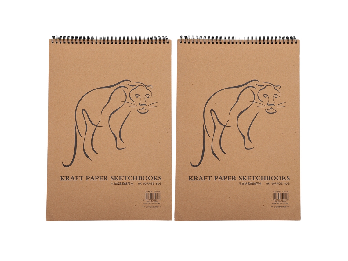 2 Cuadernos De Bocetos De Papel Kraft Retro, 50 Páginas, Encuadernados En Espiral, Para Dibujo Artístico.