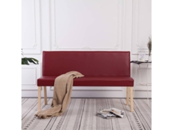 LOVELY HOME Taburete Banco 139,5 Cm Cuero Artificial Rojo Tinto