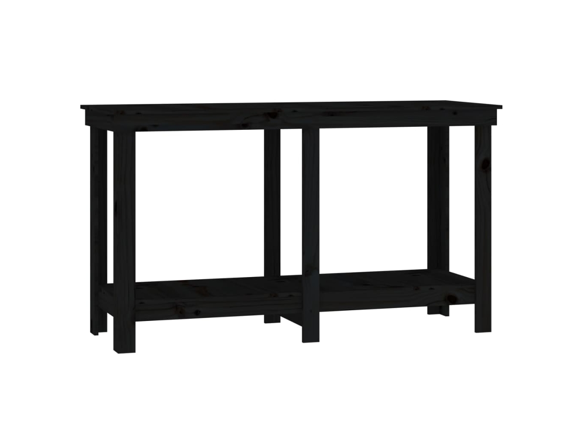 Maison Exclusive - Banco De Trabajo De Madera Maciza De Pino Negro 140x50x80 Cm