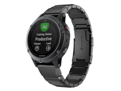 Bracelete Para Garmin Quickfit (22mm) - Aço Inoxidável - Fivela Turtle Back Preto