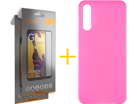 Carcasa + 2 Protectores de Pantalla Samsung A70 ACCETEL Full Rosa