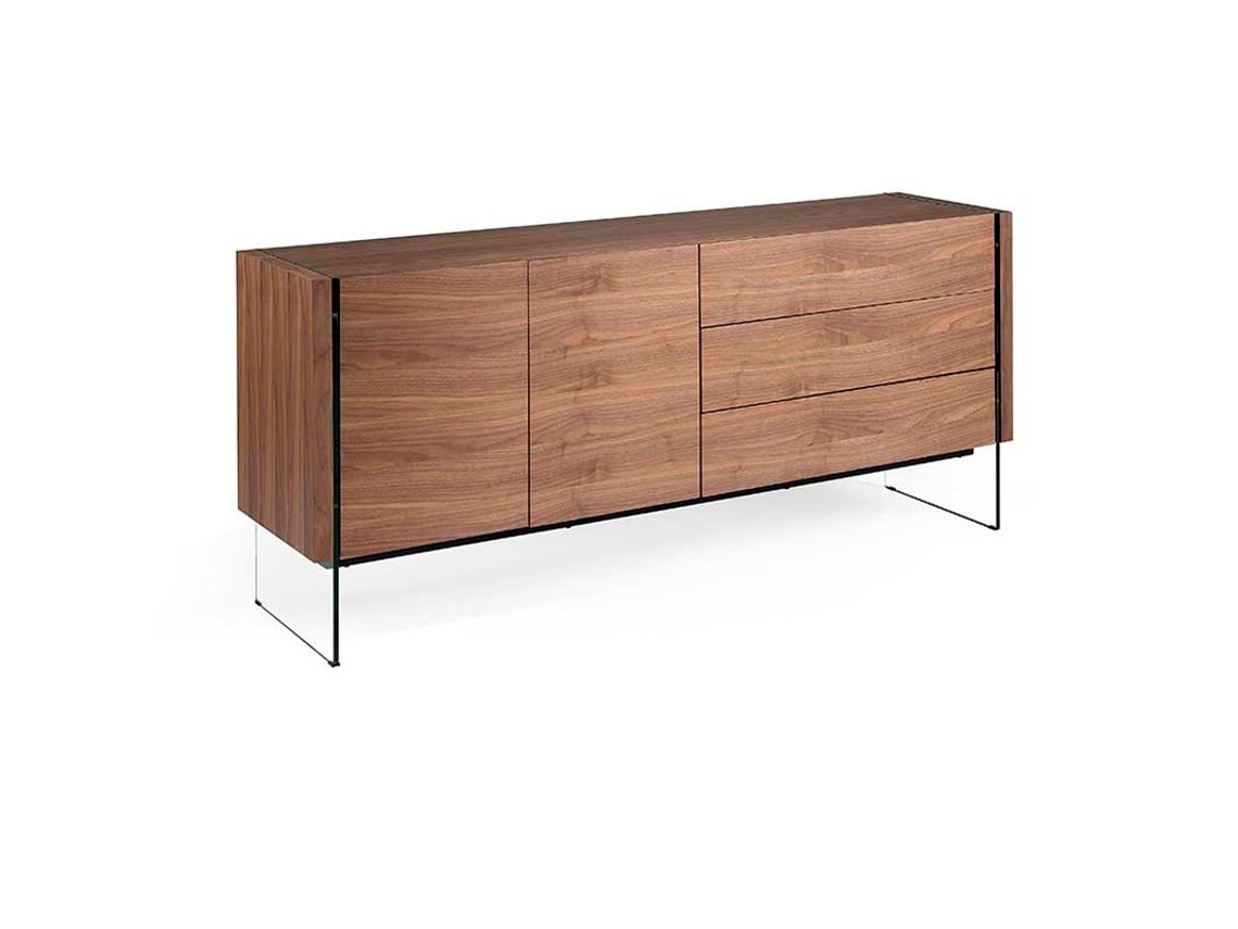 Aparador Patas De Cristal Valeta MOMMA HOME (Nogal - Aglomerado -180x49x77 cm)