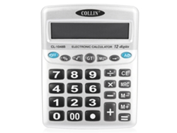 Calculadora electrónica CL 1048b con batería y botones grandes.