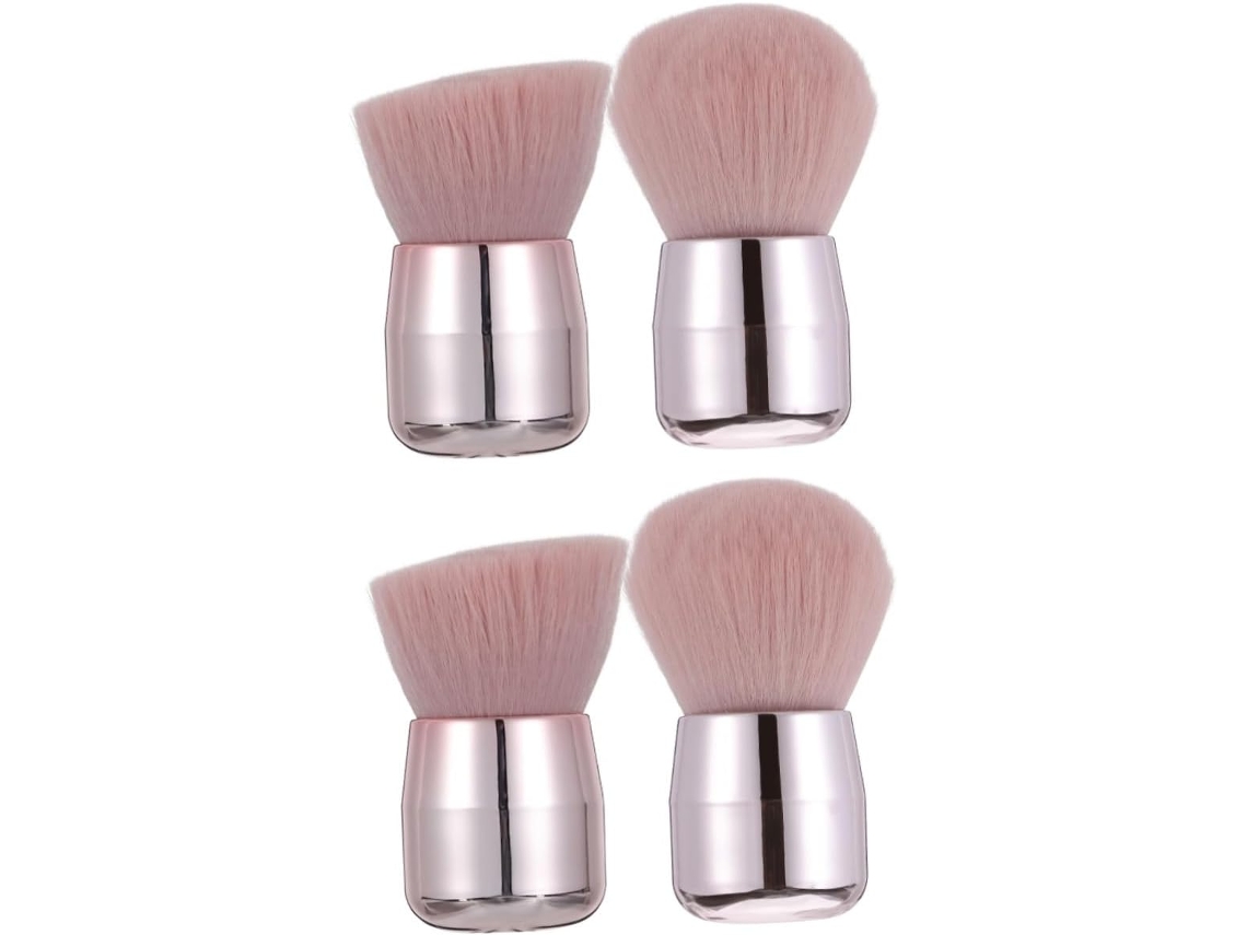 Juego de 4 brochas de maquillaje con forma de hongo para rostro, rubor, base y polvos. Gokoco
