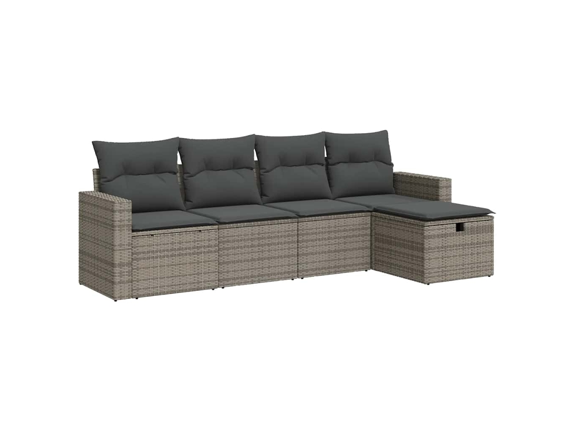 Conjunto 5 De Sofá De Jardín VIDAXL Gris Poli Ratán