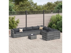 Conjunto de sofá de jardín de 10 piezas con cojines, ratán gris, DKD Home Decor