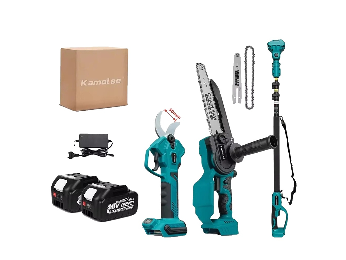 Podadora eléctrica, motor sin escobillas, compatible con baterías de 18 V, juego completo de 2 baterías de 5 Ah y 50 Ah, OEM UE