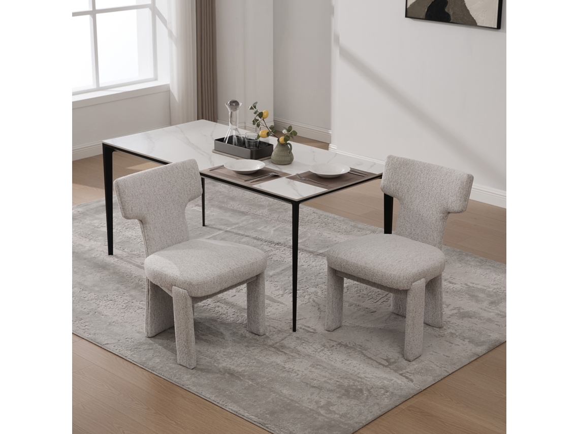 Juego De 2 Sillones Modernos De Chenilla Con Patas De Madera De Caucho Color Beige.