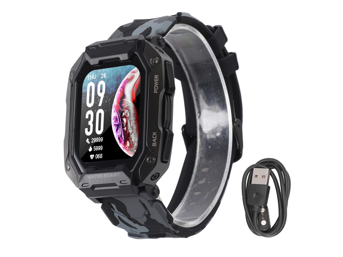 Ats-reloj Inteligente Deportivo Para Niños Impermeable Con 380mah Y 24 Modos Deportivos Camuflaje Negro