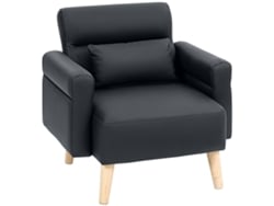 Poltrona Couro Sintético Preta 77x78x78 Cm