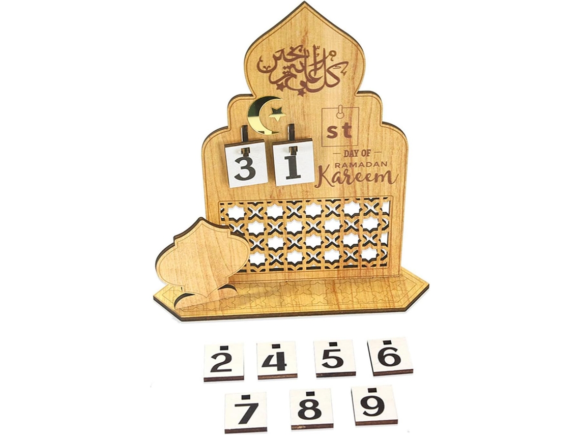 Calendario De Eid De Madera, Adorno De Cuenta Regresiva, Decoraciones Para Celebraciones Religiosas