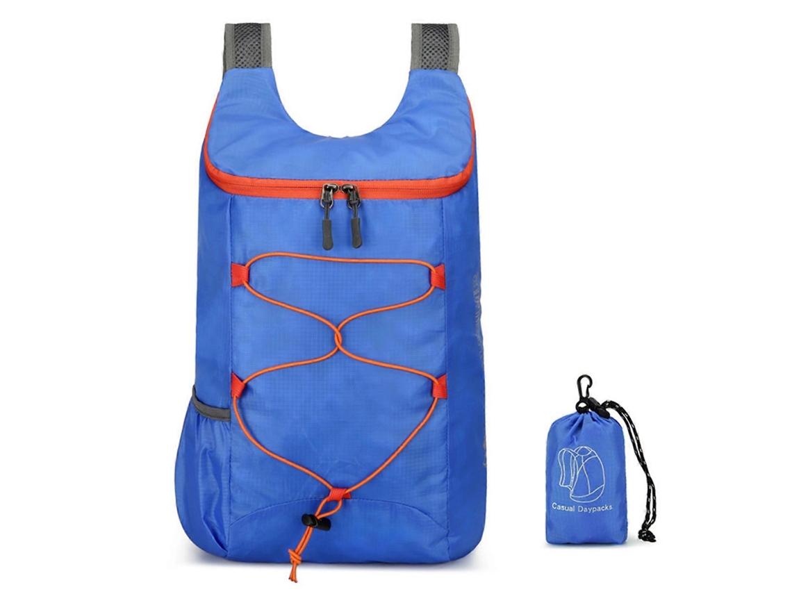Mochila plegable y ligera para viajes y actividades al aire libre, ideal para hombres y mujeres. Amplia capacidad. Color: Azul marino.